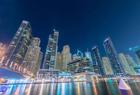 Dubai - AUGUST 9, 2014: Dubai Marina district on August 9 in UAE. Dubai is fastly developing city in Middle Eastのeditorial素材