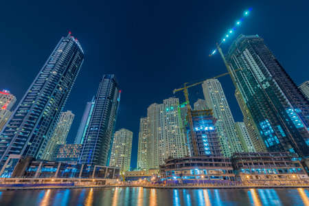 Dubai - AUGUST 9, 2014: Dubai Marina district on August 9 in UAE. Dubai is fastly developing city in Middle East