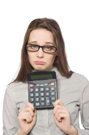 Woman in business concept isolated on whiteの写真素材