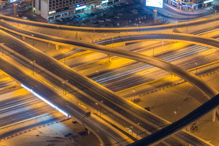 Dubai road junction during night hoursの写真素材