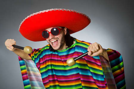 Person wearing sombrero hat in funny conceptの写真素材