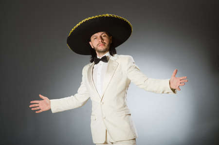 Person wearing sombrero hat in funny conceptの写真素材