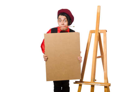 Funny artist isolated on whiteの写真素材