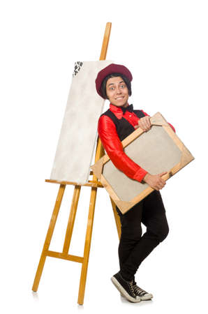 Funny artist isolated on whiteの写真素材