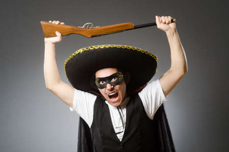 Person wearing sombrero hat in funny concept
