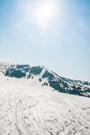 Winter mountains on bright winter dayの写真素材