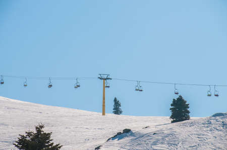Ski lifts durings bright winter dayの写真素材