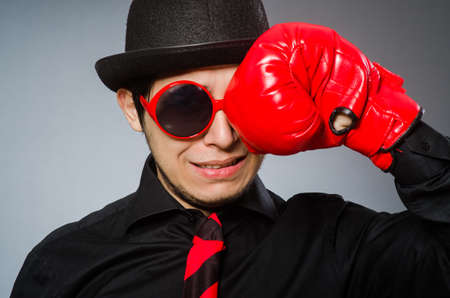Funny man with boxing gloves