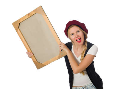 Young artist isolated on whiteの写真素材