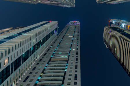 Skyscrapers of dubai during night hoursの写真素材