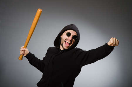 Aggressive man with basebal batの写真素材