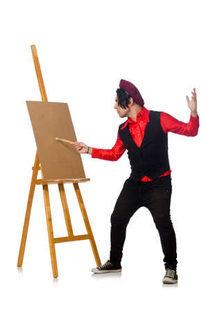 Funny artist isolated on whiteの写真素材