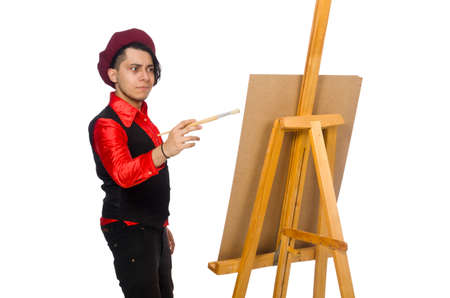 Funny artist isolated on whiteの写真素材
