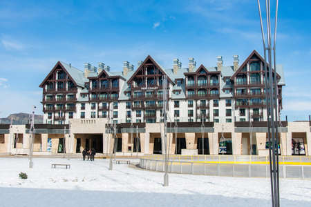 Shahdag - FEBRUARY 8, 2015: Tourist Hotels  on February 8 in Azerbaijan, Shahdag. Shahdag has become a popular tourist destination for skiing in Azerbaijan.のeditorial素材