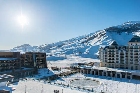 Shahdag - FEBRUARY 27, 2015: Tourist Hotels  on February 27 in Azerbaijan, Shahdag. Shahdag has become a popular tourist destination for skiing in Azerbaijan.のeditorial素材