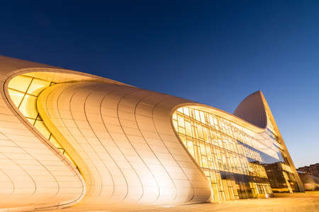 BAKU- JULY 20: Heydar Aliyev Center on July 20, 2015 in Baku, Azerbaijan. Heydar Aliyev Center won the Design Museum's Designs of the Year Award in 2014のeditorial素材