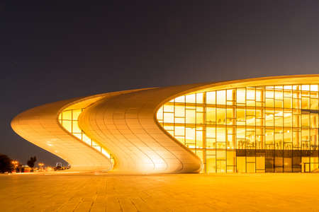 BAKU- JULY 20: Heydar Aliyev Center on July 20, 2015 in Baku, Azerbaijan. Heydar Aliyev Center won the Design Museum's Designs of the Year Award in 2014のeditorial素材