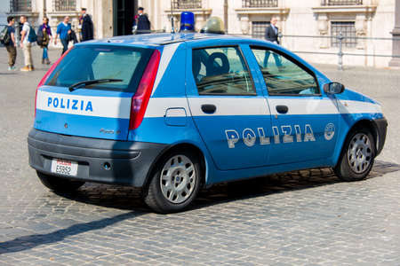 Rome - MARCH 21, 2014: Police Car on March 21 in Rome, Italy. Police Car in italian capital Romeのeditorial素材