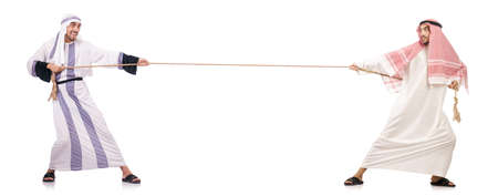 Tug of war concept on whiteの写真素材