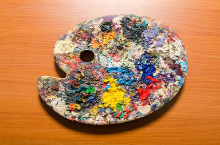 Art concept with palette and brushesの写真素材