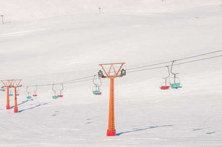 Ski lifts durings bright winter dayの写真素材
