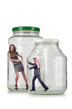 People trapped in the glass jarの写真素材