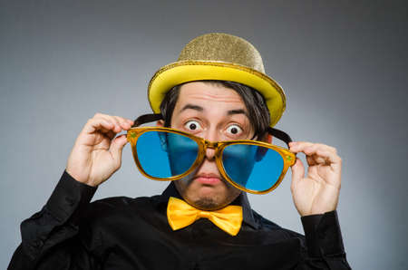 Funny man with vintage hatの写真素材