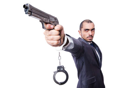 Funny businessman isolated on the whiteの写真素材