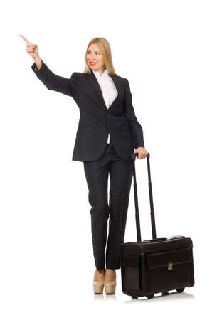 Businesswoman woman travelling with suitcaseの写真素材