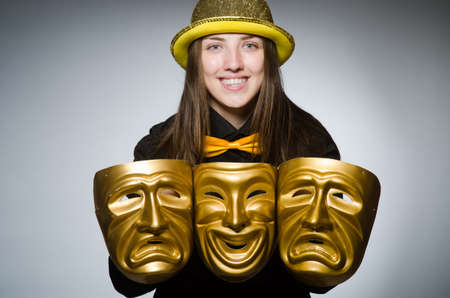 Woman with mask in funny concept