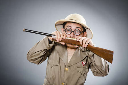 Funny hunter in hunting conceptの写真素材