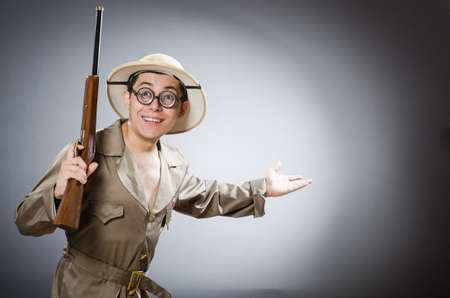 Funny hunter in hunting conceptの写真素材