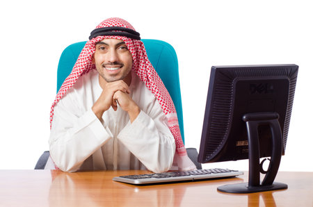 Arab man working in the officeの写真素材