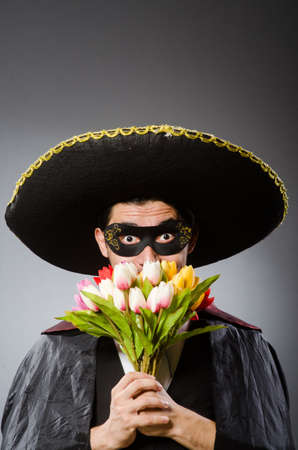 Person wearing sombrero hat in funny conceptの写真素材