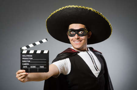 Person wearing sombrero hat in funny conceptの写真素材
