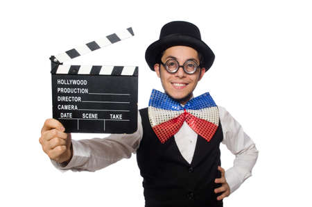 Funny man wearing giant bow tieの写真素材