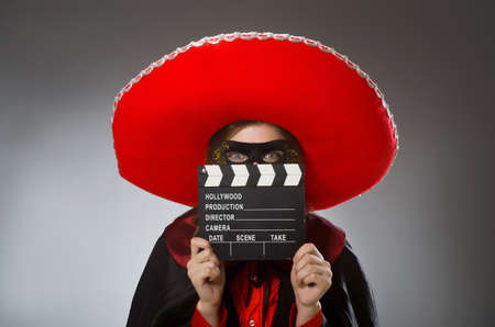 Person wearing sombrero hat in funny conceptの写真素材