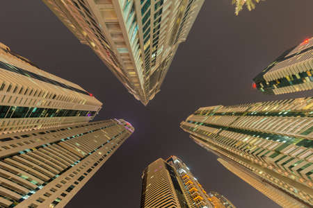 Skyscrapers of dubai during night hoursの写真素材