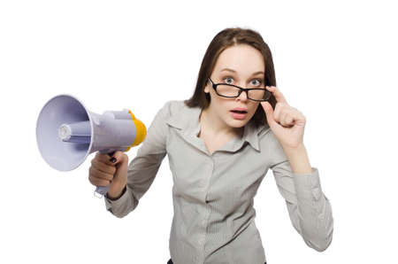 Woman in business concept isolated on whiteの写真素材
