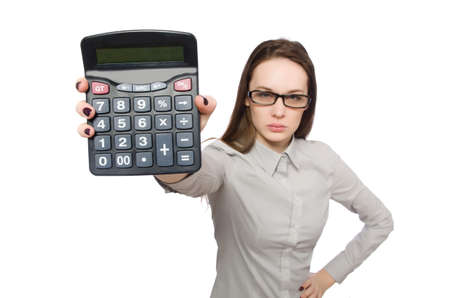 Woman in business concept isolated on whiteの写真素材