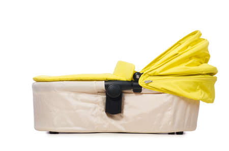 Baby carrycot isolated on whiteの写真素材