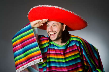 Person wearing sombrero hat in funny conceptの写真素材