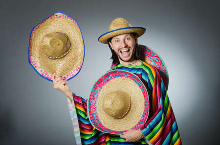 Funny mexican wearing sombrero hatの写真素材