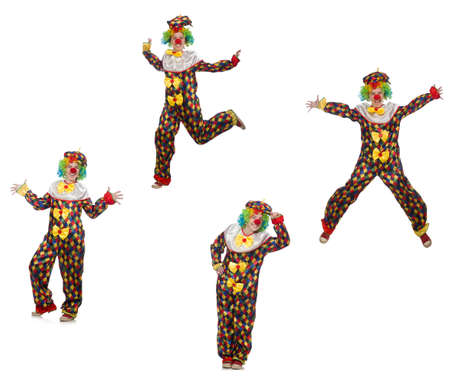Set of clown photos isolated on whiteの写真素材