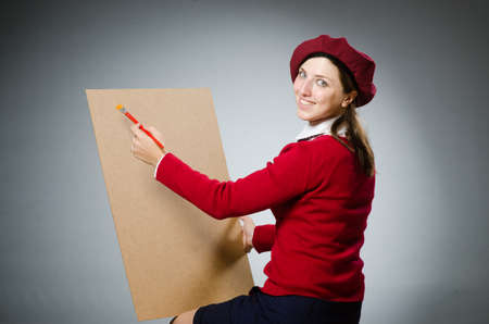 Funny artist working in the studioの写真素材