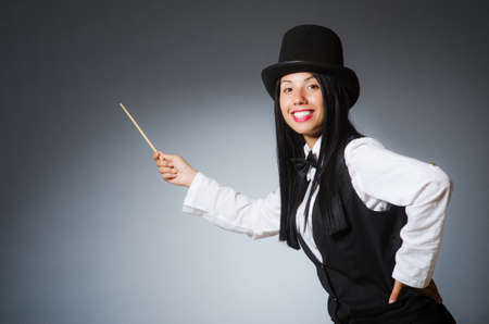 Woman magician in funny conceptの写真素材