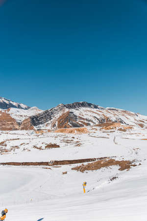Winter mountains in Gusar region of Azerbaijanの写真素材