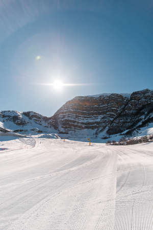 Winter mountains in Gusar region of Azerbaijanの写真素材