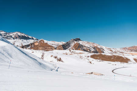 Winter mountains in Gusar region of Azerbaijanの写真素材