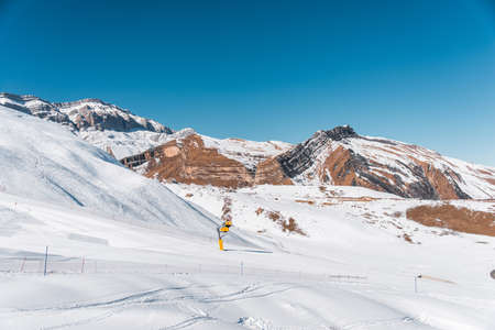 Winter mountains in Gusar region of Azerbaijanの写真素材